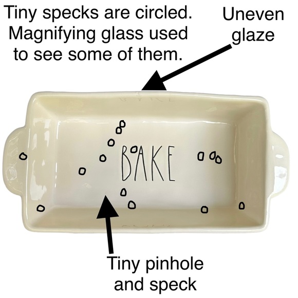 Rae Dunn BAKE Baking Dish Pan White Black Large Letters Dimples NWT 2017 OG - Picture 4 of 17